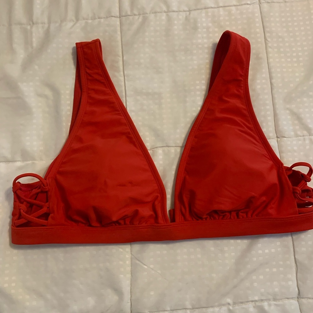 Red Plunge Bikini Top